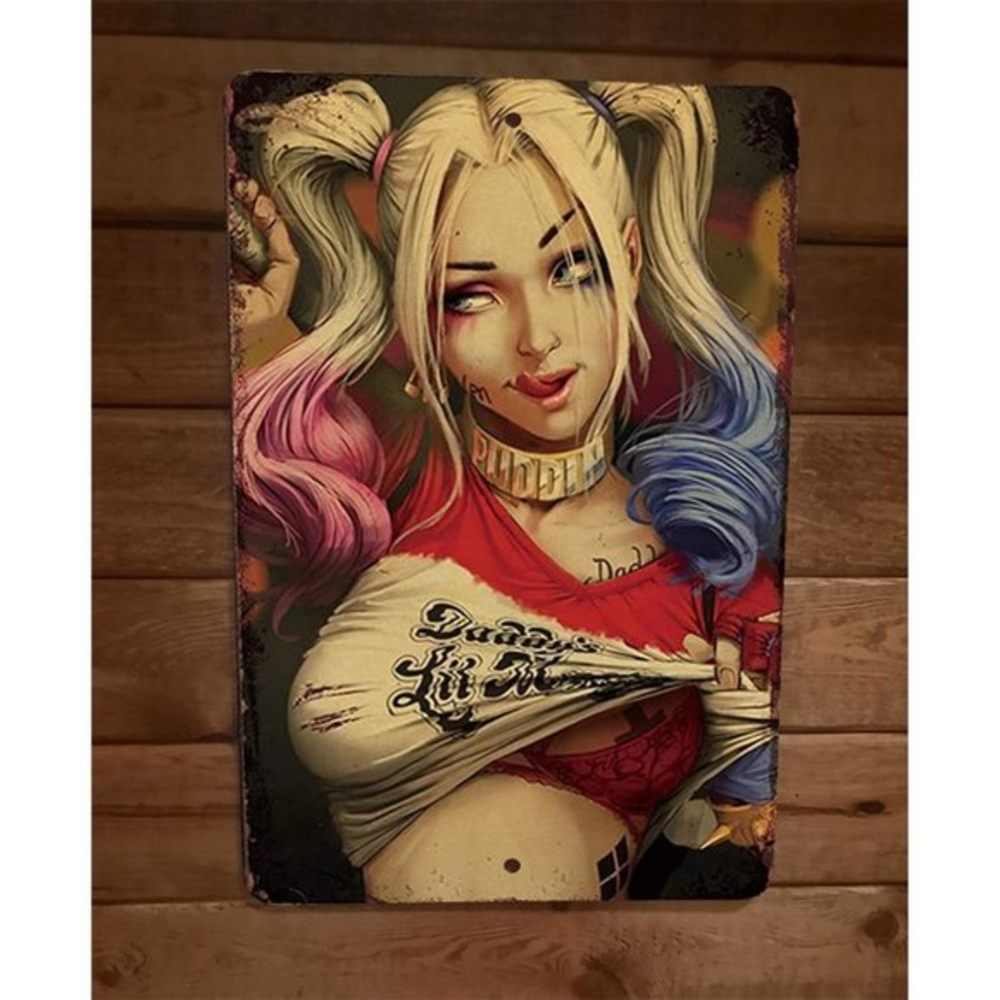 Daddys Little Monster Art DC Comic Harley Quinn 8x12 Metal Wall Sign Poster